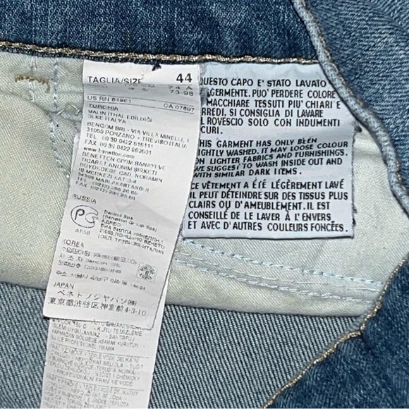 Upcycled United Colors Of Benetton Denim Skirt Pink Floral Fabric 30in Waist - Picture 9 of 13